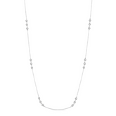 14K White Gold 3 Diamond Cluster Station Necklace